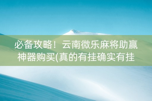 必备攻略！云南微乐麻将助赢神器购买(真的有挂确实有挂)