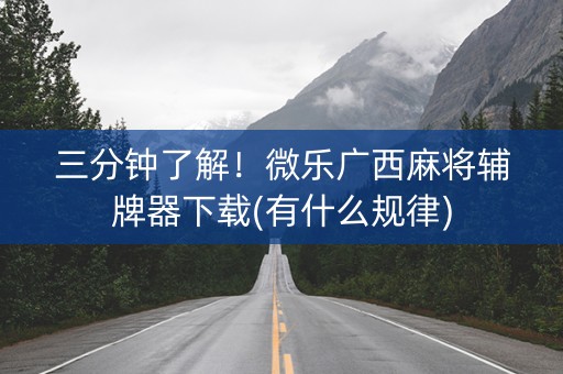 三分钟了解！微乐广西麻将辅牌器下载(有什么规律)