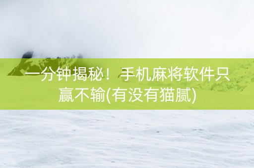 一分钟揭秘！手机麻将软件只赢不输(有没有猫腻)