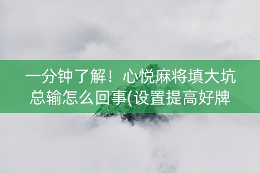 一分钟了解！心悦麻将填大坑总输怎么回事(设置提高好牌几率)