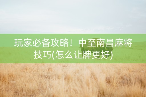 玩家必备攻略！中至南昌麻将技巧(怎么让牌更好)