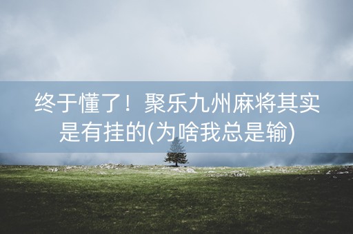终于懂了！聚乐九州麻将其实是有挂的(为啥我总是输)