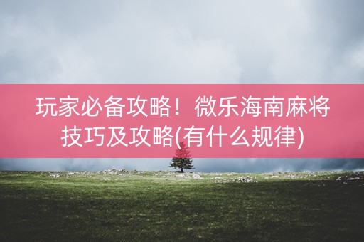 玩家必备攻略！微乐海南麻将技巧及攻略(有什么规律)