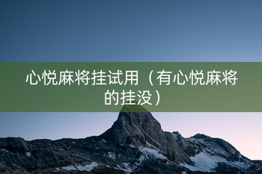 心悦麻将挂试用（有心悦麻将的挂没）