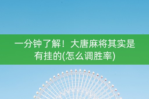 一分钟了解！大唐麻将其实是有挂的(怎么调胜率)