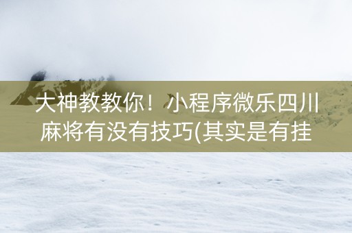 大神教教你！小程序微乐四川麻将有没有技巧(其实是有挂确实有挂)