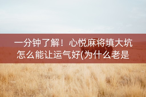 一分钟了解！心悦麻将填大坑怎么能让运气好(为什么老是输)
