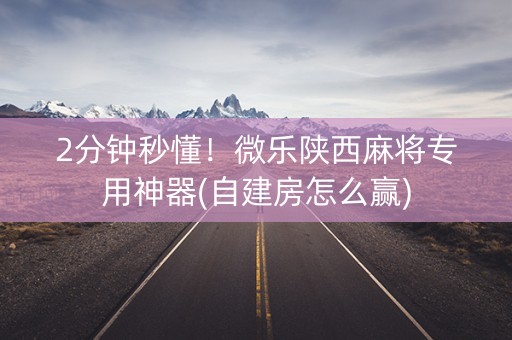 2分钟秒懂！微乐陕西麻将专用神器(自建房怎么赢)