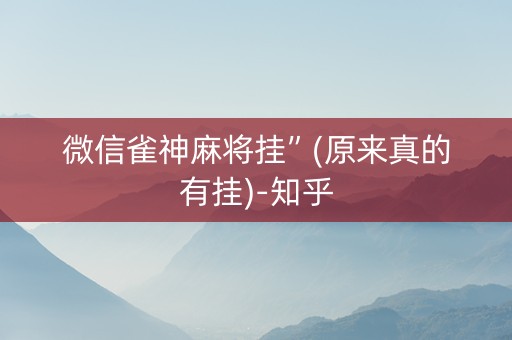 微信雀神麻将挂”(原来真的有挂)-知乎