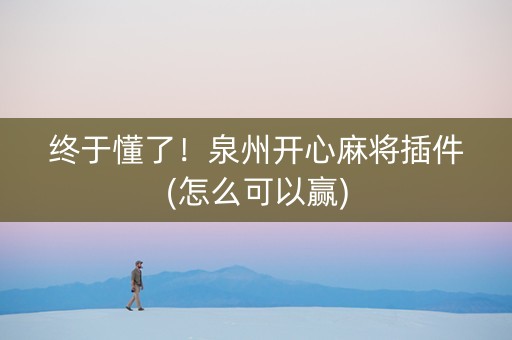 终于懂了！泉州开心麻将插件(怎么可以赢)