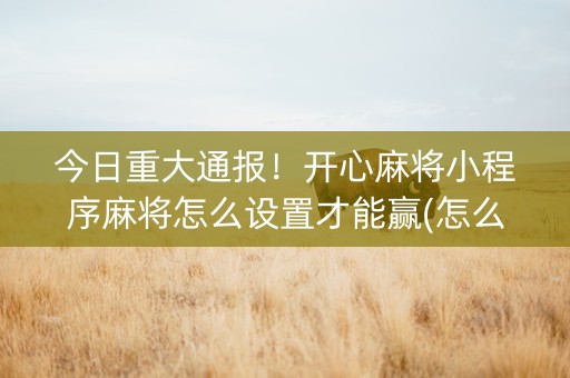 今日重大通报！开心麻将小程序麻将怎么设置才能赢(怎么让牌更好)