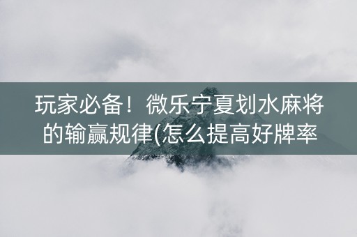 玩家必备！微乐宁夏划水麻将的输赢规律(怎么提高好牌率)