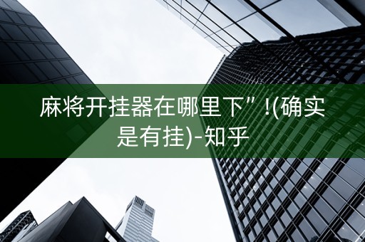 麻将开挂器在哪里下”!(确实是有挂)-知乎