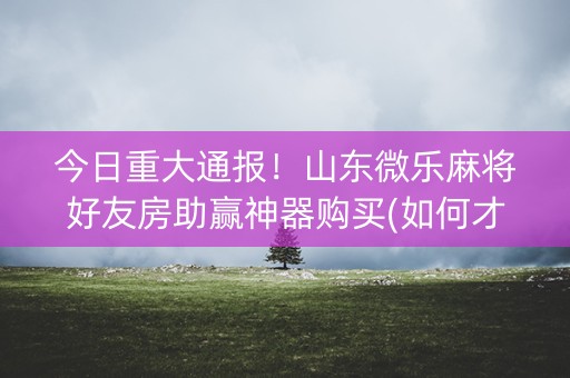 今日重大通报！山东微乐麻将好友房助赢神器购买(如何才能赢)