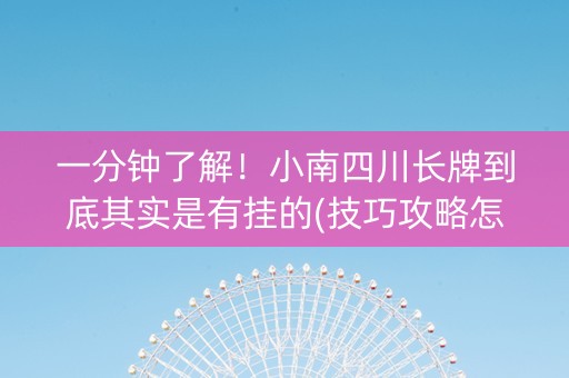 一分钟了解！小南四川长牌到底其实是有挂的(技巧攻略怎样拿好牌)