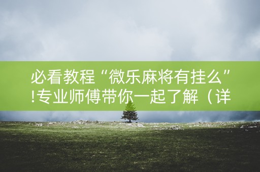 必看教程“微乐麻将有挂么”!专业师傅带你一起了解（详细教程）-知乎