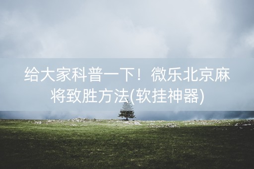给大家科普一下！微乐北京麻将致胜方法(软挂神器)