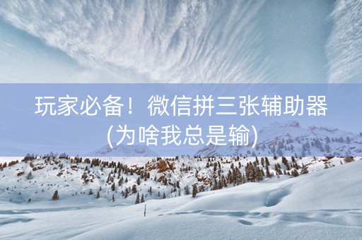 玩家必备！微信拼三张辅助器(为啥我总是输)