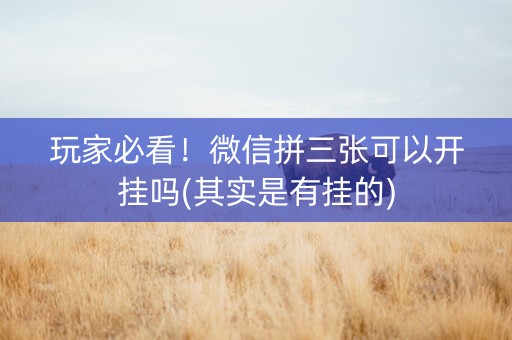 玩家必看！微信拼三张可以开挂吗(其实是有挂的)