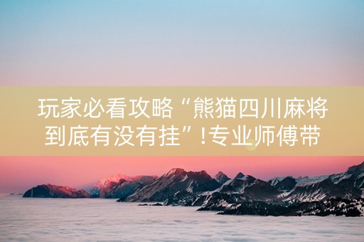 玩家必看攻略“熊猫四川麻将到底有没有挂”!专业师傅带你一起了解（详细教程）-知乎