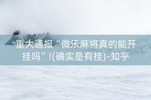 重大通报“微乐麻将真的能开挂吗”!(确实是有挂)-知乎