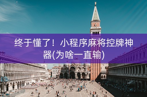 终于懂了！小程序麻将控牌神器(为啥一直输)