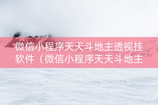 微信小程序天天斗地主透视挂软件（微信小程序天天斗地主有挂吗,获取方式分享）
