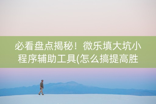 必看盘点揭秘！微乐填大坑小程序辅助工具(怎么搞提高胜率)