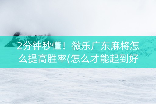2分钟秒懂！微乐广东麻将怎么提高胜率(怎么才能起到好牌)