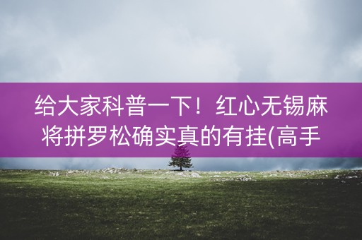 给大家科普一下！红心无锡麻将拼罗松确实真的有挂(高手讲解技术)