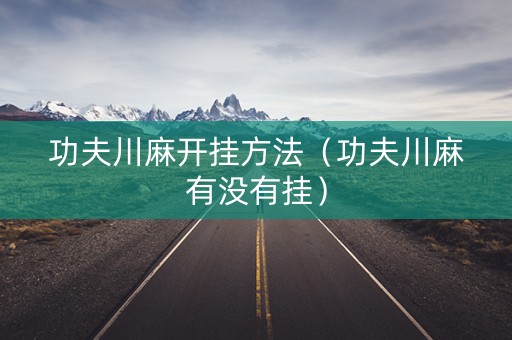 功夫川麻开挂方法（功夫川麻有没有挂）
