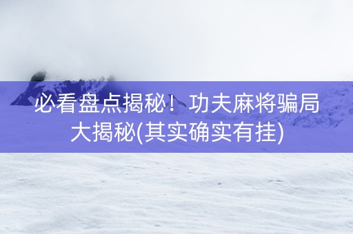 必看盘点揭秘！功夫麻将骗局大揭秘(其实确实有挂)
