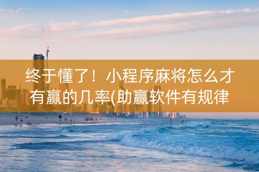 终于懂了！小程序麻将怎么才有赢的几率(助赢软件有规律吗)
