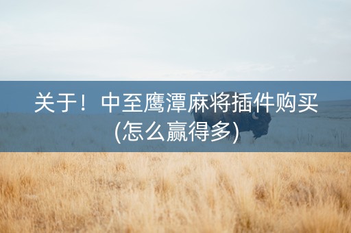 关于！中至鹰潭麻将插件购买(怎么赢得多)