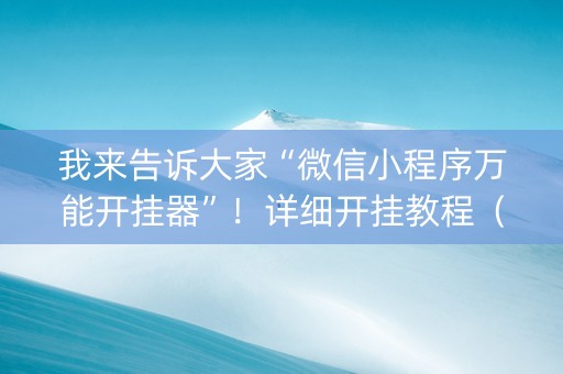 我来告诉大家“微信小程序万能开挂器”！详细开挂教程（确实真的有挂)-知乎