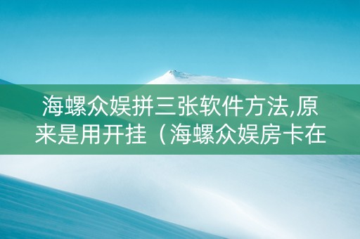 海螺众娱拼三张软件方法,原来是用开挂（海螺众娱房卡在哪里买）