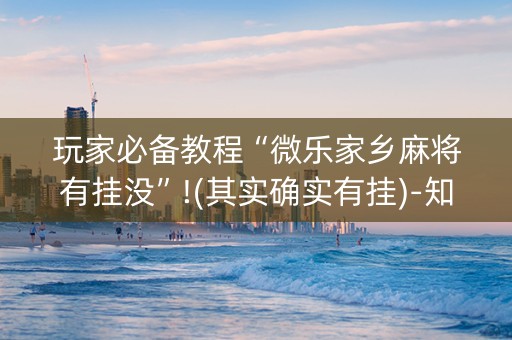 玩家必备教程“微乐家乡麻将有挂没”!(其实确实有挂)-知乎