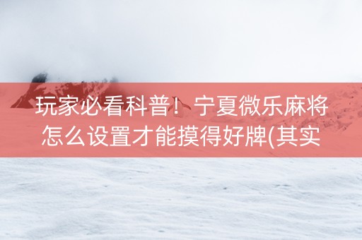 玩家必看科普！宁夏微乐麻将怎么设置才能摸得好牌(其实是有挂确实有挂)