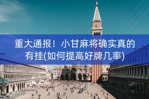 重大通报！小甘麻将确实真的有挂(如何提高好牌几率)