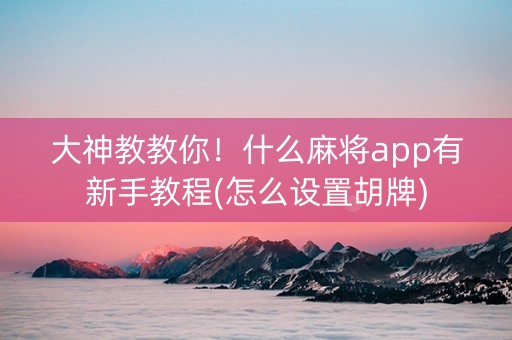 大神教教你！什么麻将app有新手教程(怎么设置胡牌)