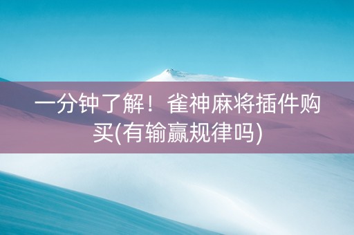 一分钟了解！雀神麻将插件购买(有输赢规律吗)