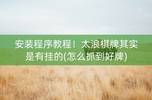 安装程序教程！太浪棋牌其实是有挂的(怎么抓到好牌)