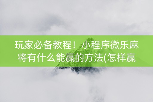 玩家必备教程！小程序微乐麻将有什么能赢的方法(怎样赢的几率大)