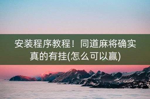 安装程序教程！同道麻将确实真的有挂(怎么可以赢)