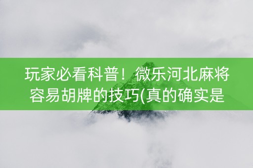 玩家必看科普！微乐河北麻将容易胡牌的技巧(真的确实是有挂)