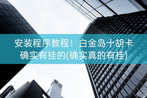 安装程序教程！白金岛十胡卡确实有挂的(确实真的有挂)