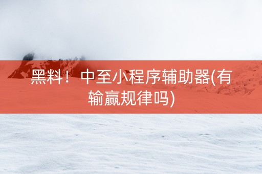 黑料！中至小程序辅助器(有输赢规律吗)