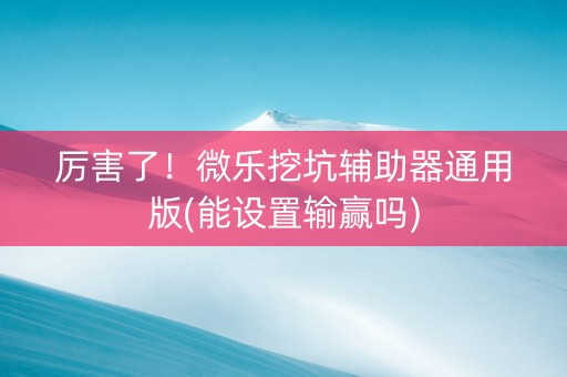 厉害了！微乐挖坑辅助器通用版(能设置输赢吗)