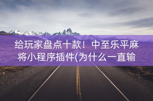 给玩家盘点十款！中至乐平麻将小程序插件(为什么一直输)