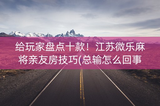 给玩家盘点十款！江苏微乐麻将亲友房技巧(总输怎么回事)